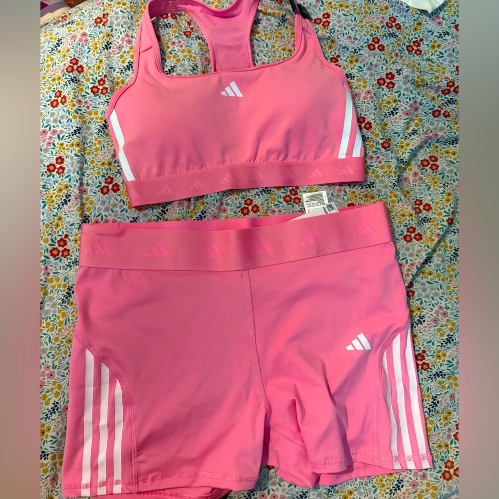 Adidas sport bra and training short NEW